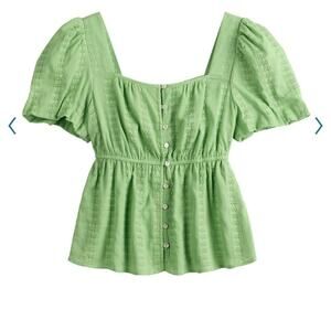 Draper James green peplum style short sleeve top. Size small
